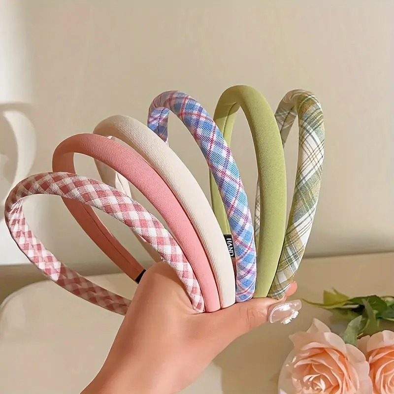 TEMU 6pcs Set Of Women's And Solid Color Headbands, Sweet Pink Elegant Polyester Hair Accessories For Travel, Vacation, And For Christmas Navidad