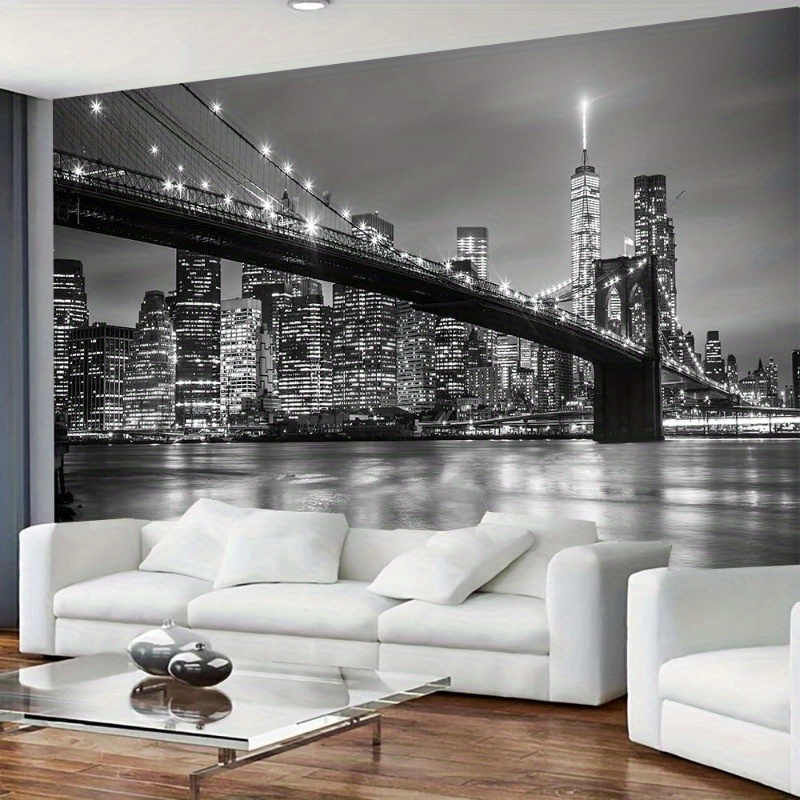 Modern Tapestry New York Manhattan Brooklyn Bridge Night View_voghion.com