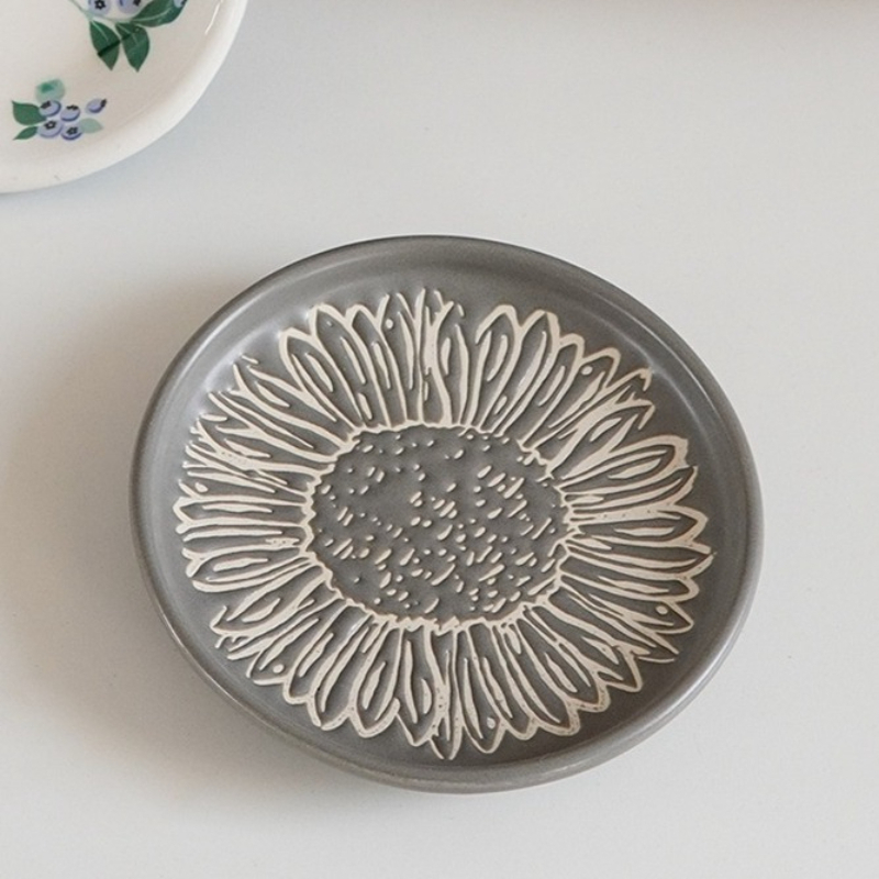 TEMU 1pc Blueberry Ceramic Spoon Rest, Daisy Fork And Spoon Holder Tray, Fresh Blueberry Floral Spoon Holder, Suitable For Home Kitchen Soup Spoon