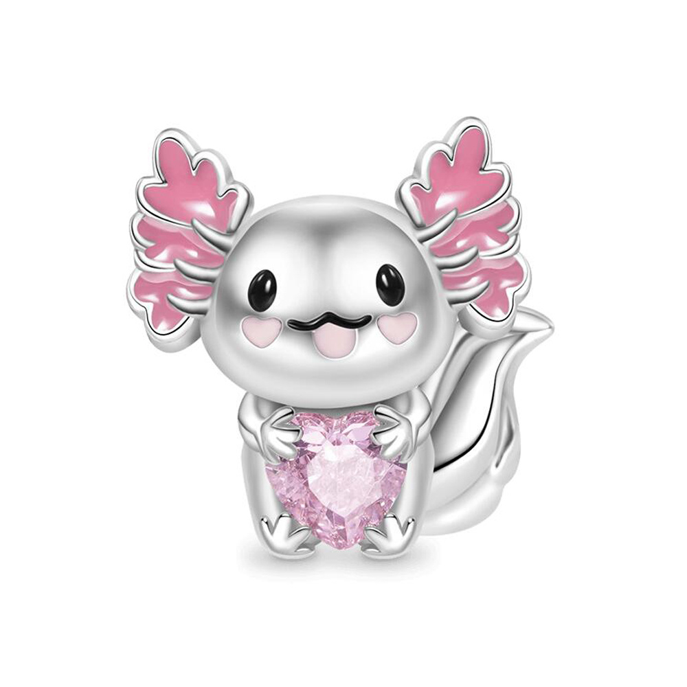 Image of 1pc Silvery Plated Copper Pink Salamander Bead Delicate And Sweet, Suitable For Jewelry Making Bracelets Or Necklaces, Suitable For Daily Wear Or Holiday