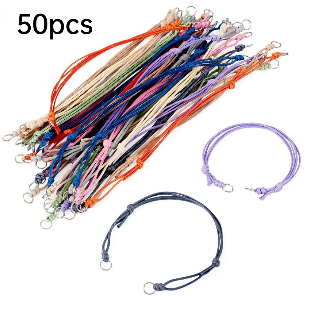 TEMU 50pz in Poliestere per Creazione di Gioielli Fai da Te, per Perline Non Elastici con Rivestimento in Cera, Cordini Lunghi 10.59 Pollici (26.9cm)