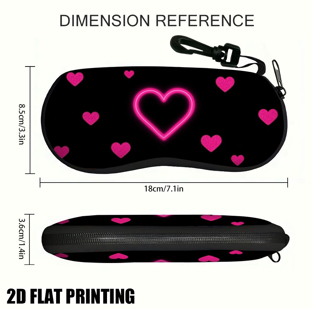 TEMU 1pc 2d Flat Printing Valentine's Day Black Eyeglass Case, Soft And Protective, Perfect Gift For