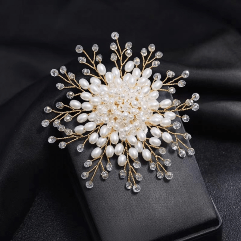 TEMU A Retro-style Winding Pearl Brooch, High-end Fashion, High-end Handmade Woven Corsage, Women' Luxury Brooch Additions, Ladies' Brooch
