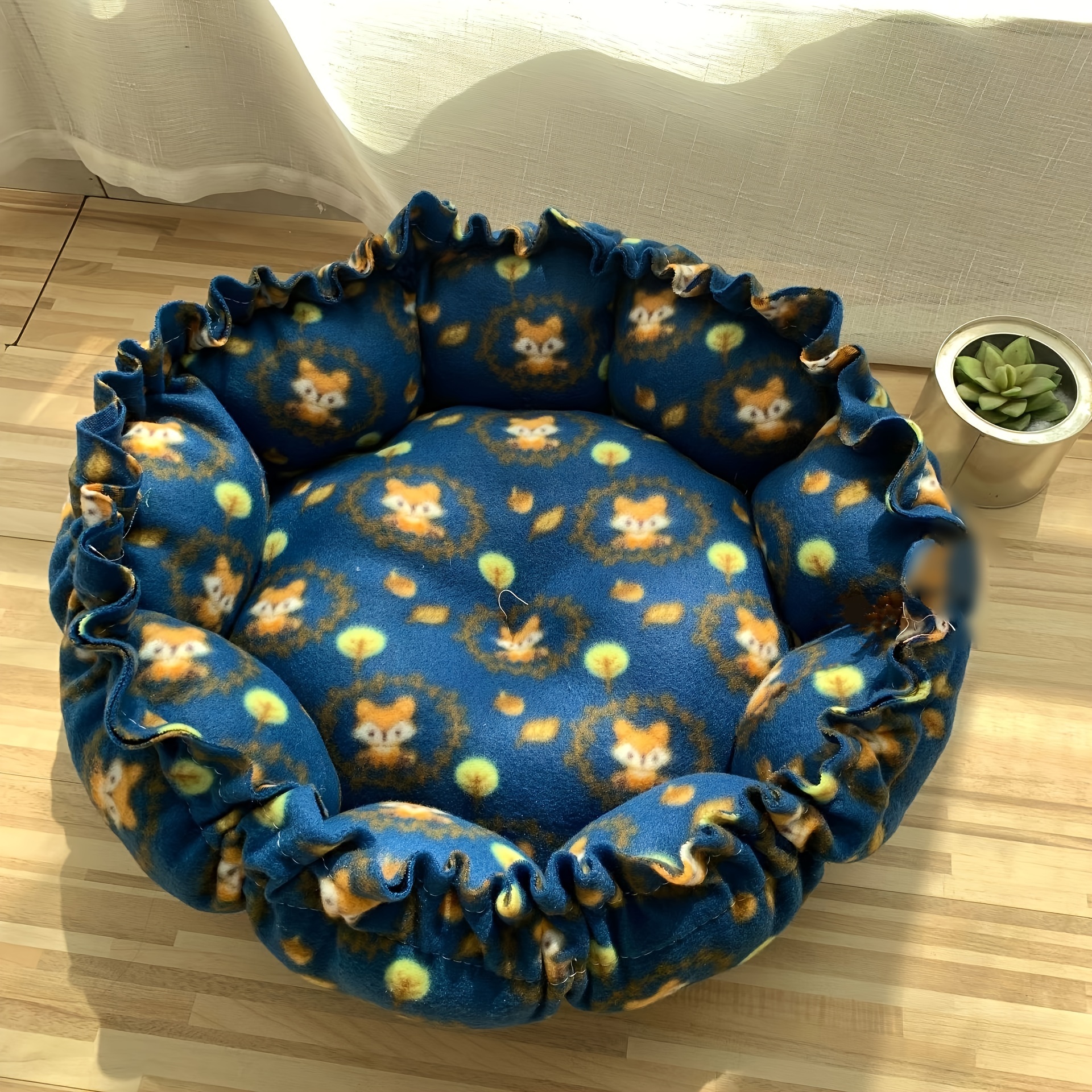 

1pc Polyester Fiber Drawstring Pumpkin Pet Nest - Adjustable Cozy Cat Bed, Assembled Required, Ideal For Kittens