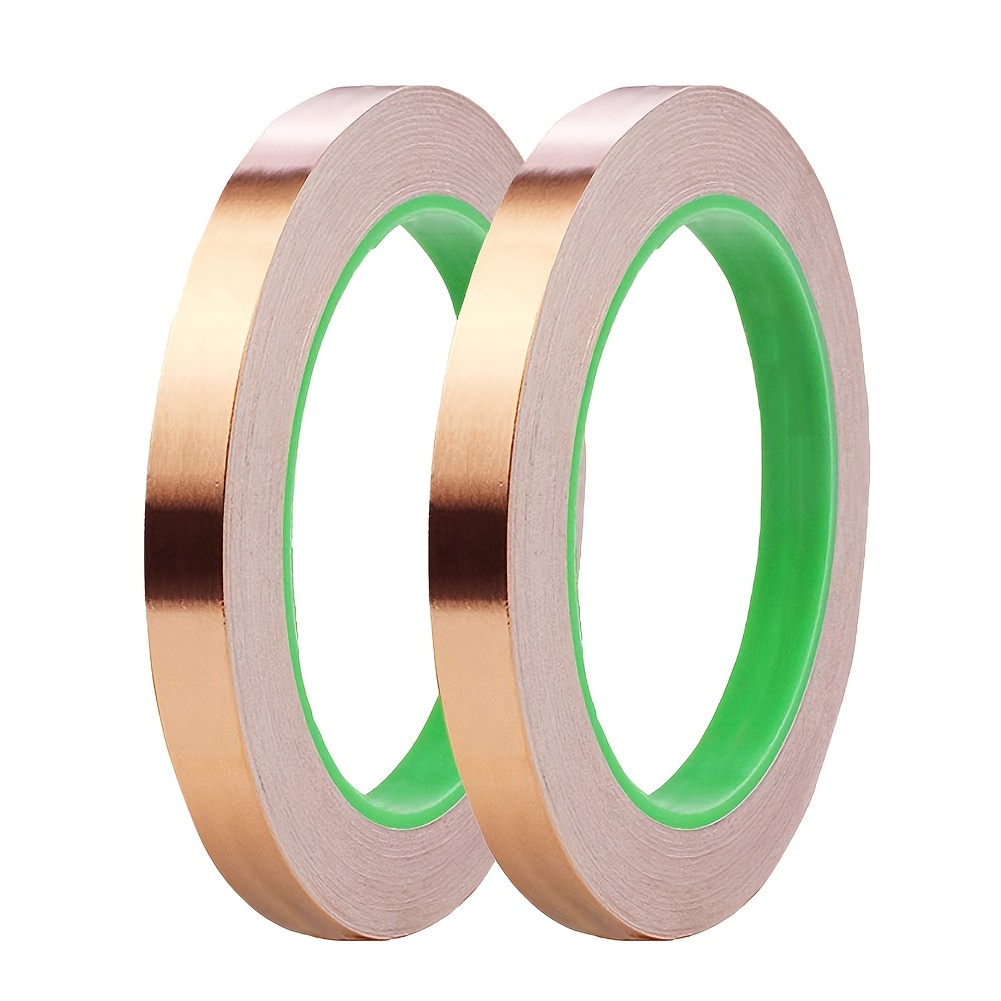TEMU (6mm Wide 2-roll Pack) Copper Foil Tape Double-sided Copper Tape, With Adhesive Backing, For Emi Shielding, Paper Circuits, Electrical Repair,