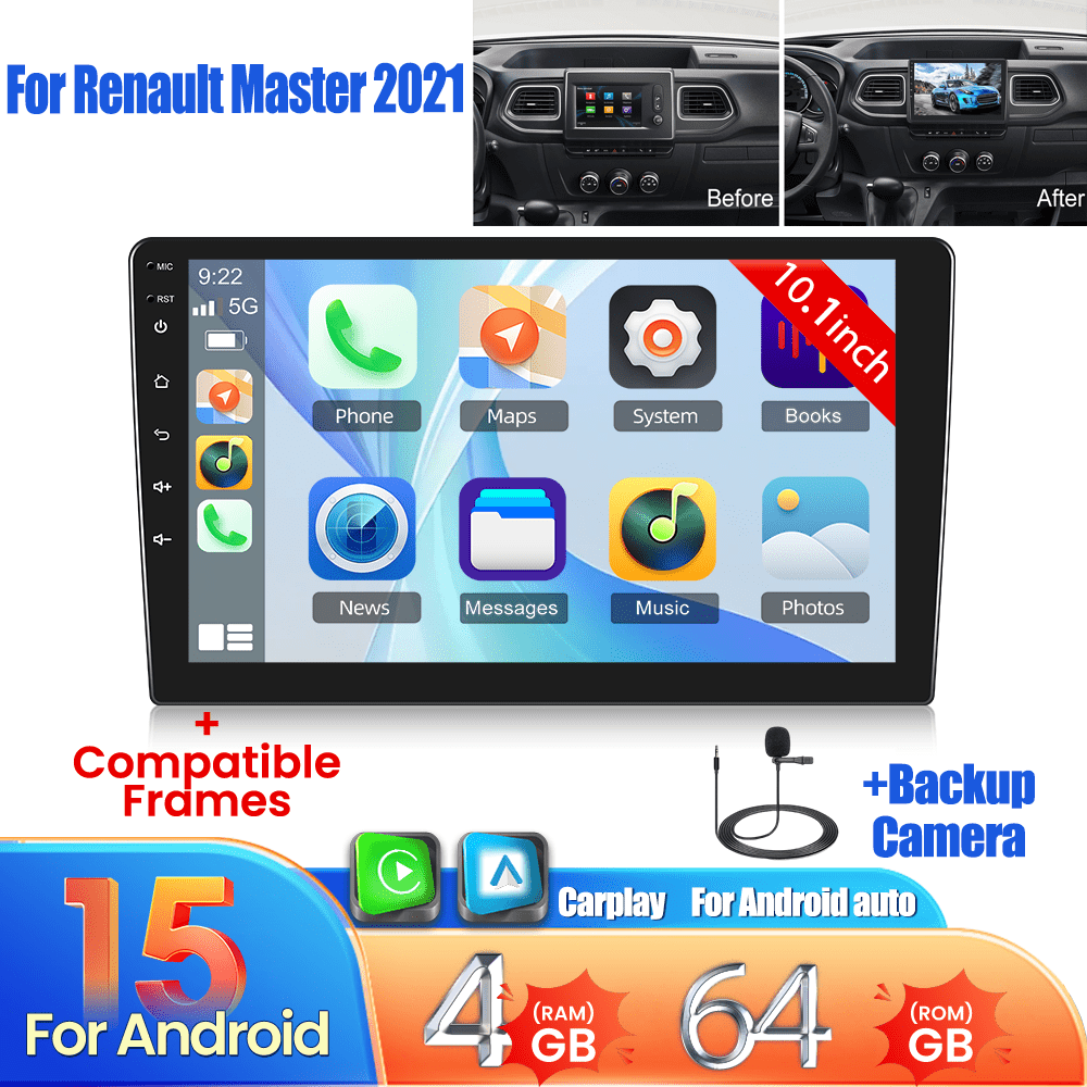 [4+64gb] 15 Radio For Master 2021, 10-inch Touchscreen , Auto Wireless, Radio Screen, Gps, Fm, Microphone, Ahd Backup