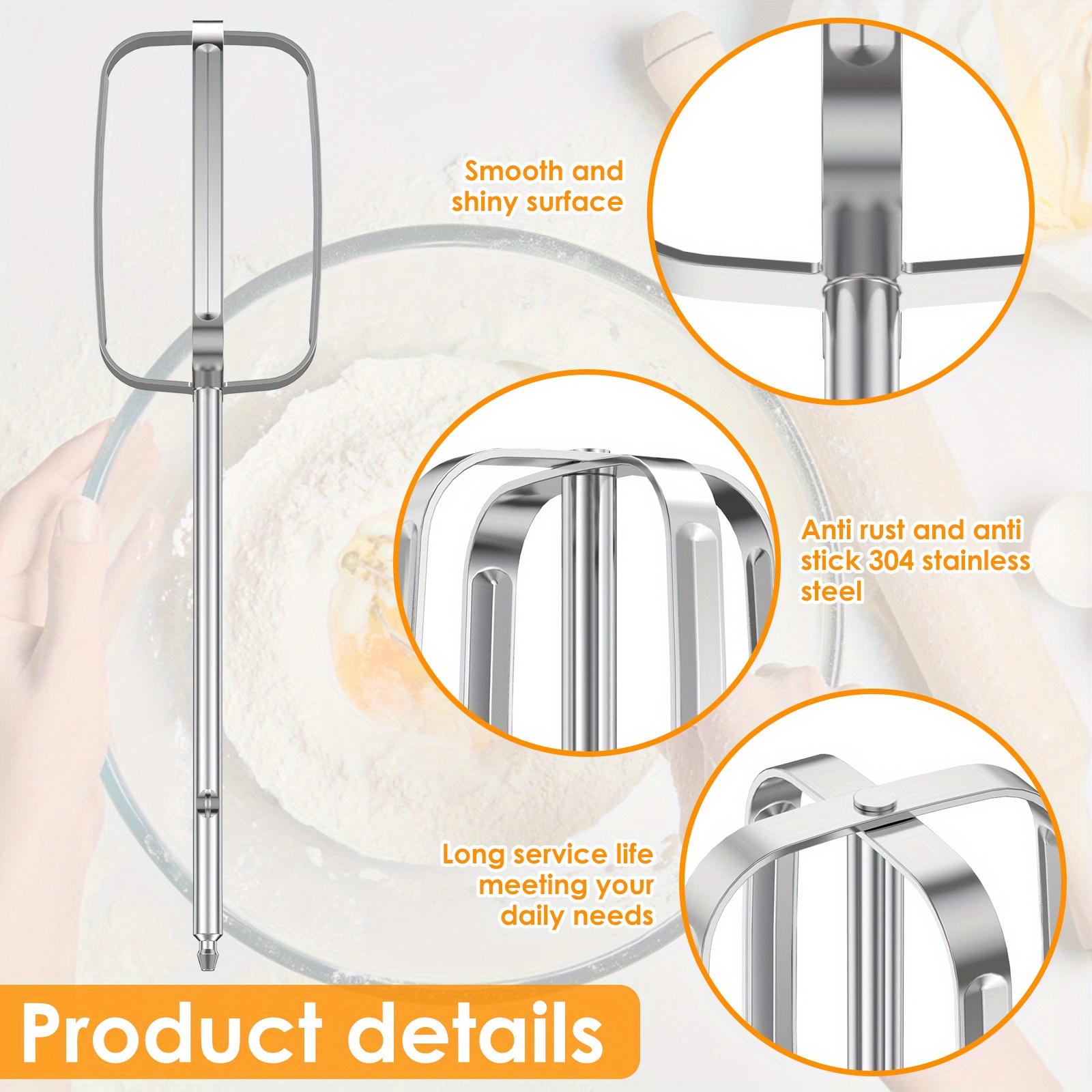 2pcs stainless   mixer beaters with egg separator easy clean dishwasher safe versatile kitchen accessory for effortless mixing details 2