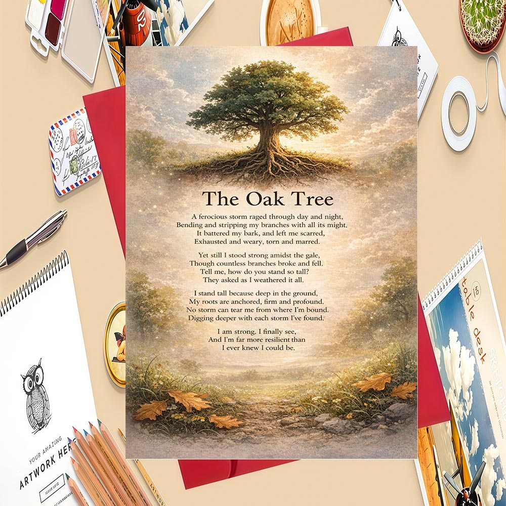 TEMU 1pc Poem Greeting Card Suitable For Tough Times - Encouraging Strength & Card With Poem, Paper Card For , Sympathy Gifts, Birthdays, For
