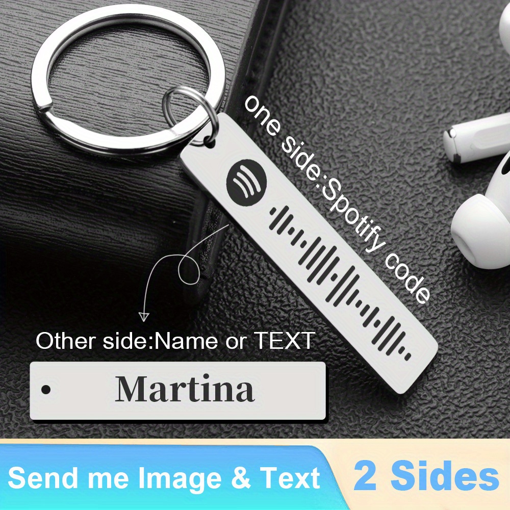 TEMU Stainless Steel Keychain Customizable With Music Code Supports Engraving Name/special Date Personalized Phrases Unique Gift For /love Creative