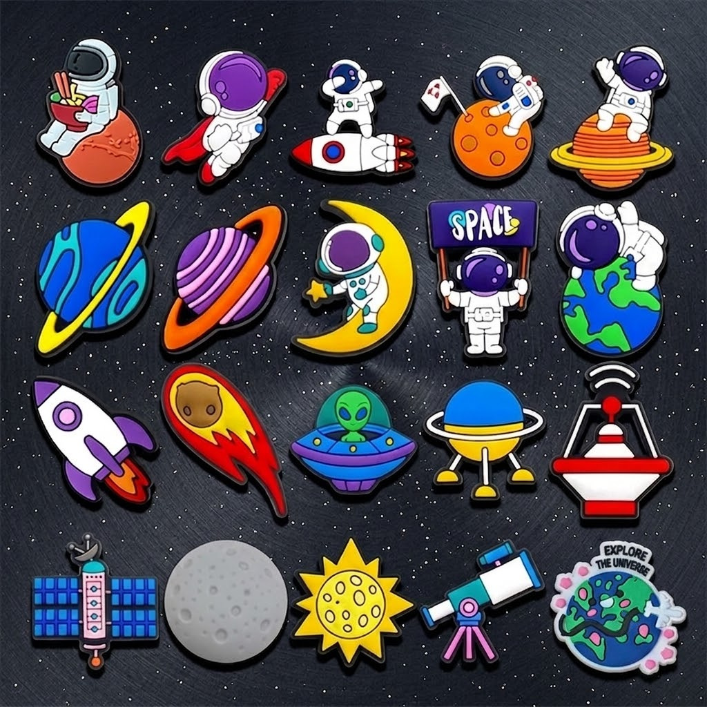 TEMU Lot de 20 breloques pour chaussures en PVC coloré style dessin animé sur le thème de et de l' d'astronaute ; convient pour la décoration