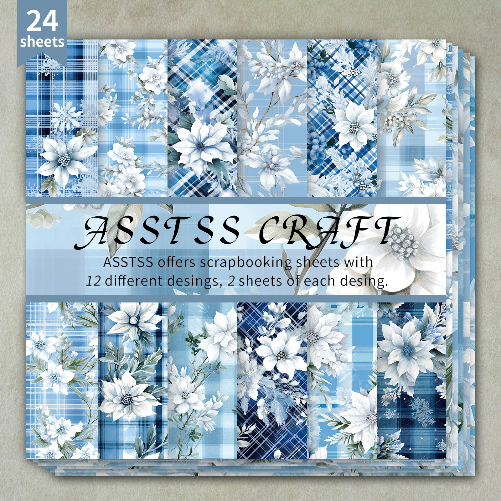 24-sheet Asstss Scrapbooking Paper Pad, Vintage Floral Backing Paper Supplies, Heavyweight Cardstock For Journaling,…: retailer-supplied image