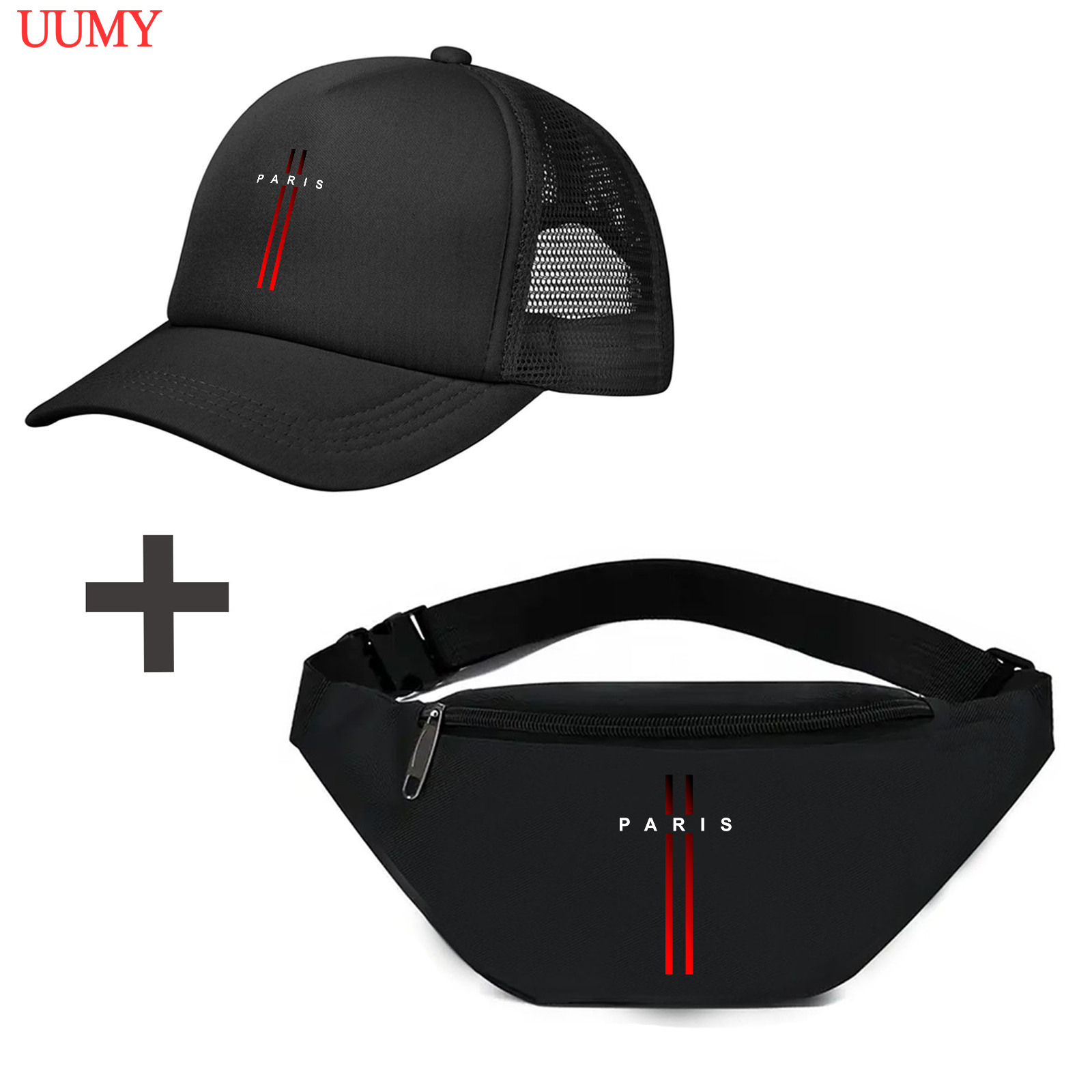 TEMU 1 Ensemble Combo Casquette de Baseball et Ceinture sur le Thème - Streetwear Français avec Motif Eiffel, Mode pour , Lavable à pour les