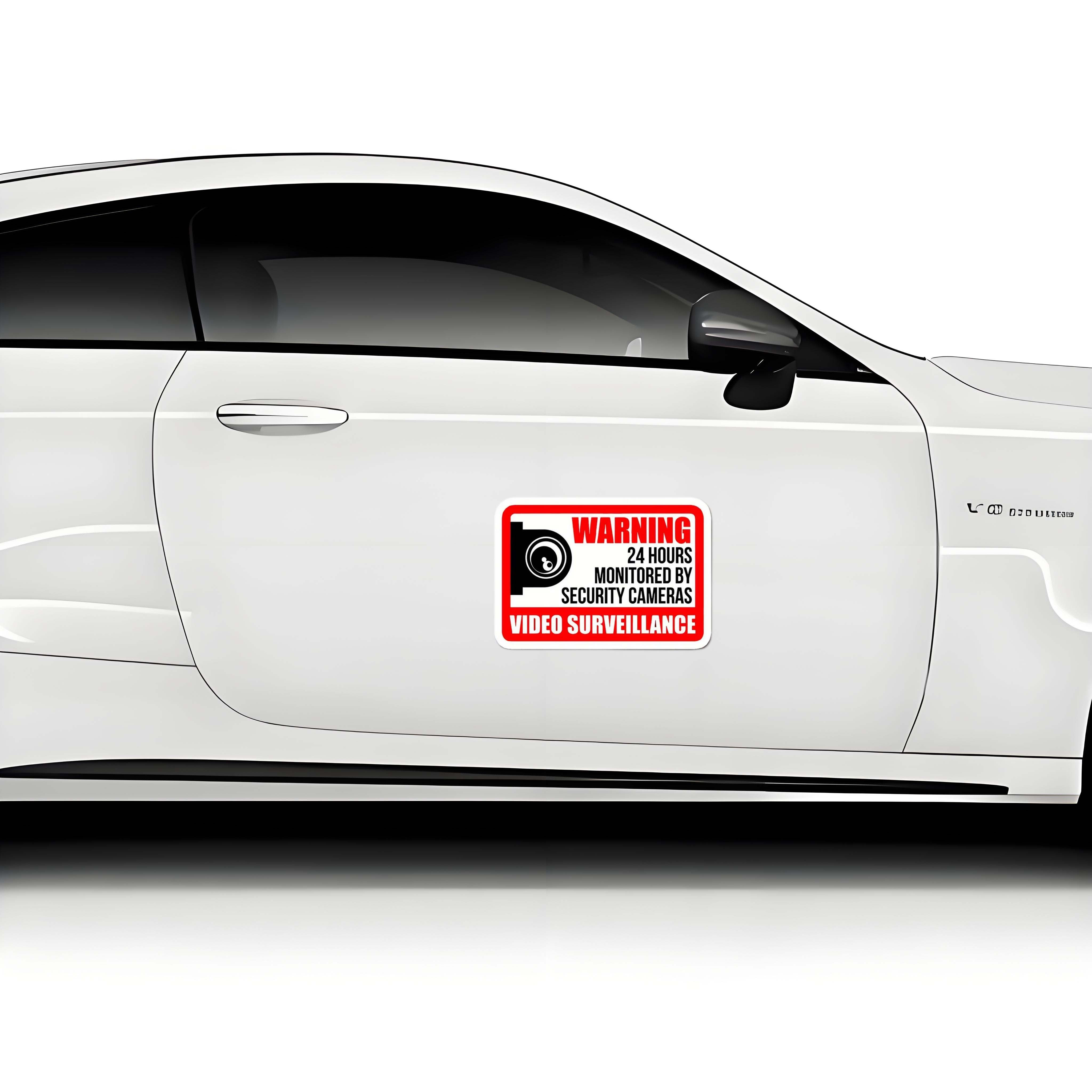 High-Definition Surveillance Warning Decal with Red Border Design