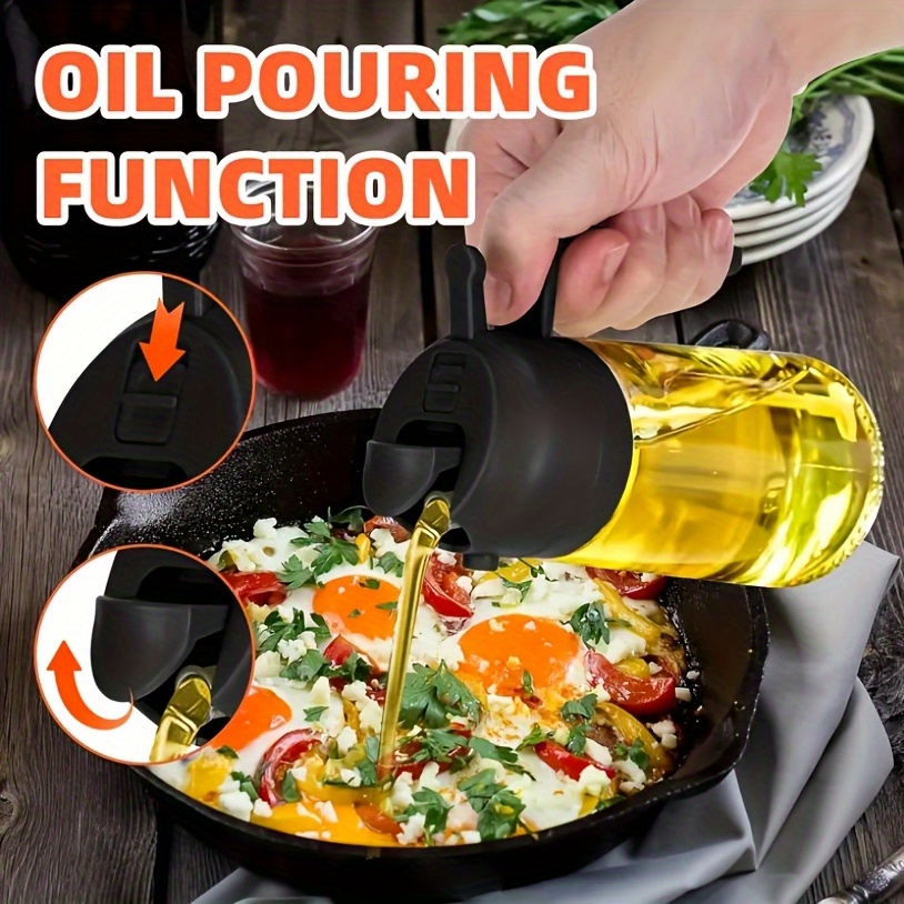 1pc leak proof olive oil spray bottle dual purpose plastic dispenser   mist pour spout bpa free ideal for salads bbqs and cooking easy to hand wash round design cooking oil spray bottle Product details 0