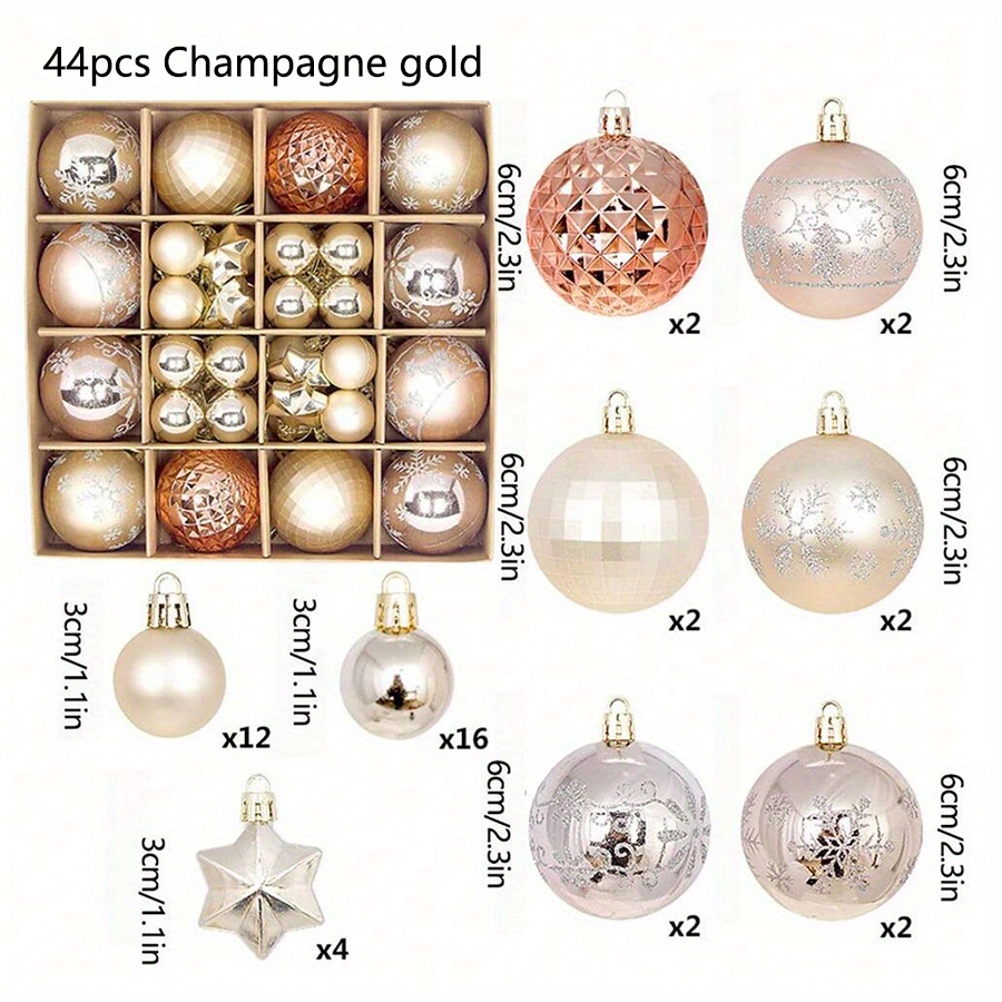 Décorations de Noël 44 pièces : ornements peints, boules suspendues et décorations festives pour arbre et scènes - Idéal pour fêtes, cadeaux et célébrations de Noël, Halloween et Nouvel An - Parfait pour famille et amis - Boules et ornements en plastique pour sapin