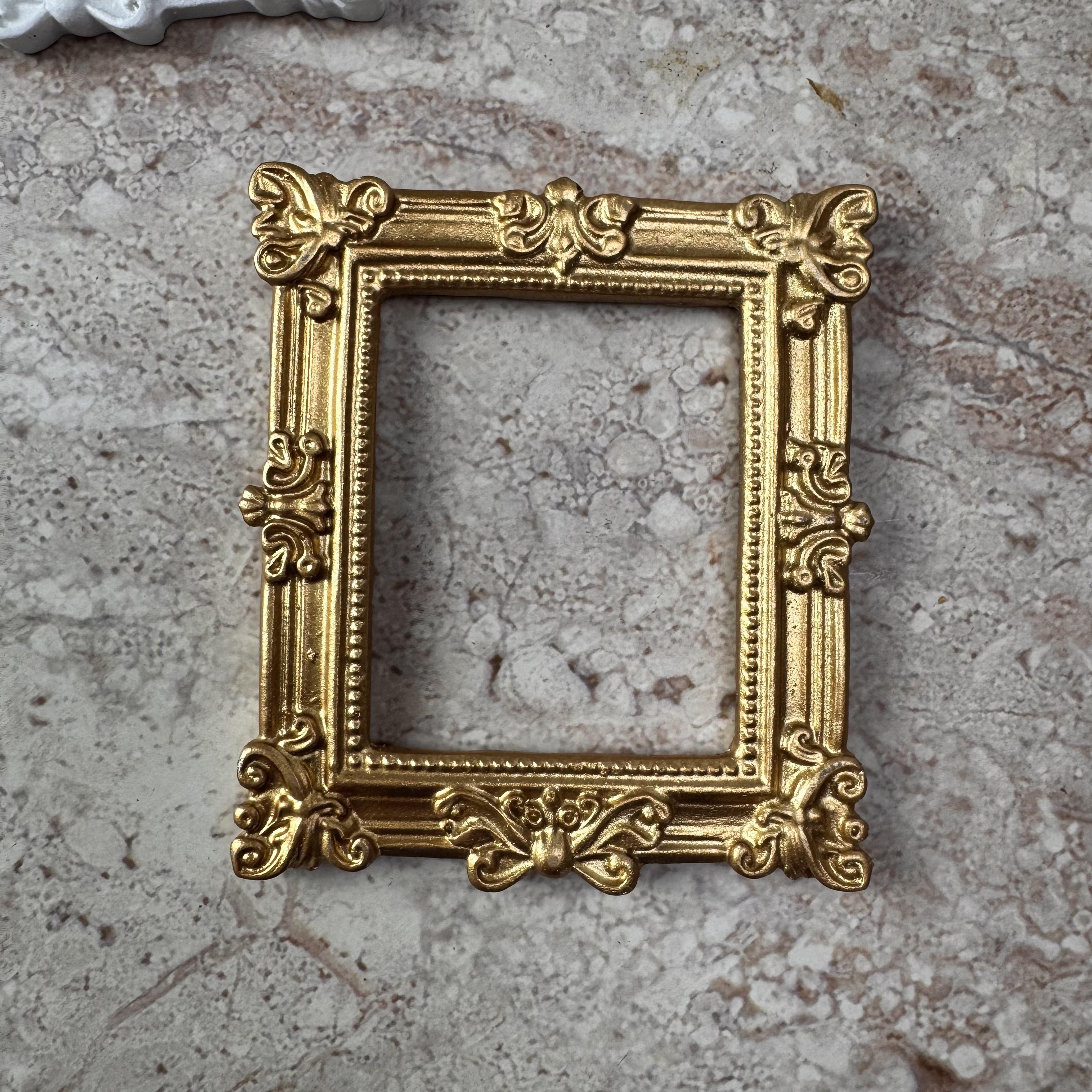 TEMU 1pc French Retro Small Photo Frame Frame - Backless Decorative Frame, Resin Plaster Molded Small Frame, Acanthus And Relief, Exquisite Beaded