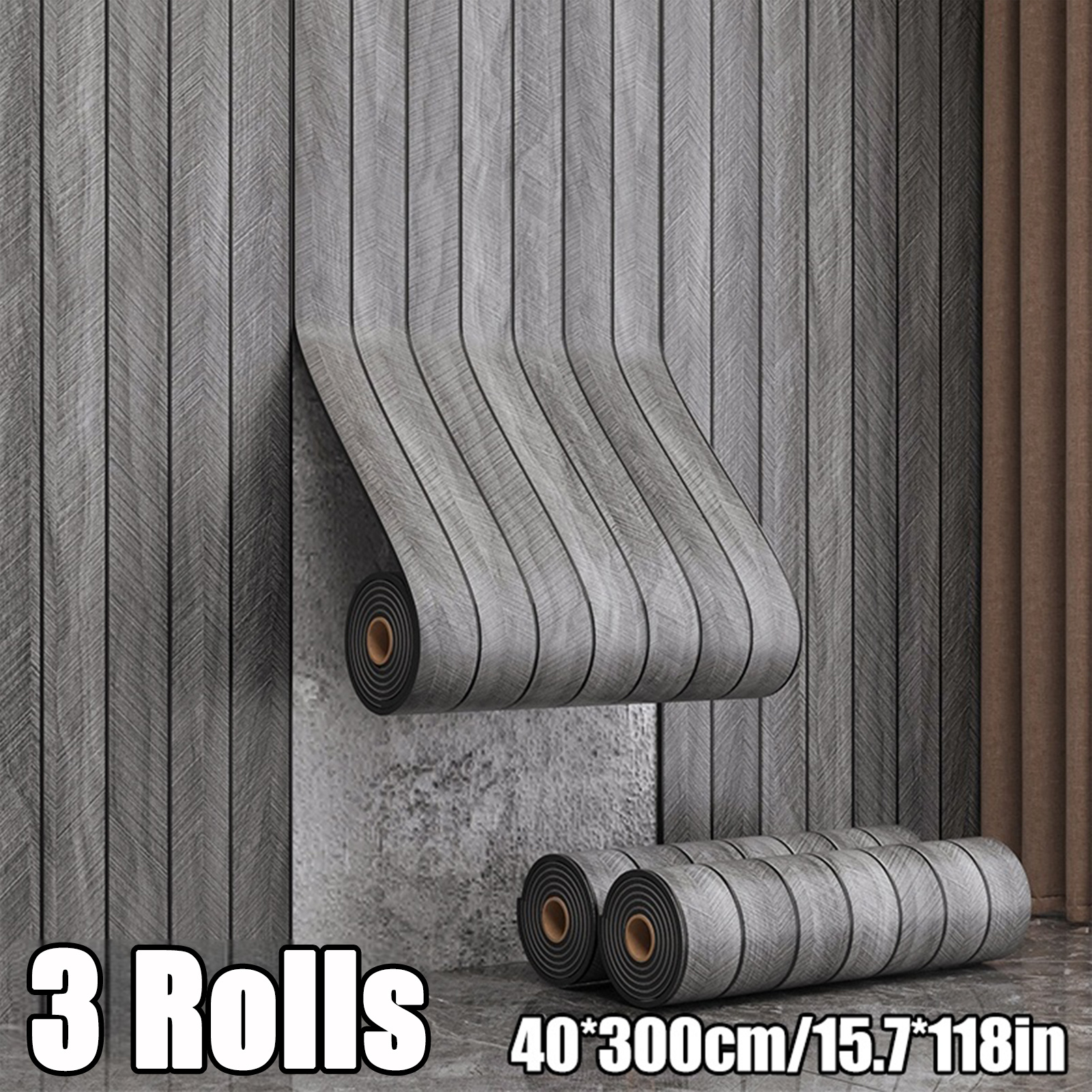 3rolls 3d Slat Wall Stickers, Self-adhesive Wood Grain Panels, Easy-install Splicable Waterproof Tiles For Home Wall Renovation & Decor