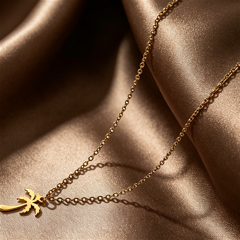 Women's Tropical Palm Tree Pendant Necklace
