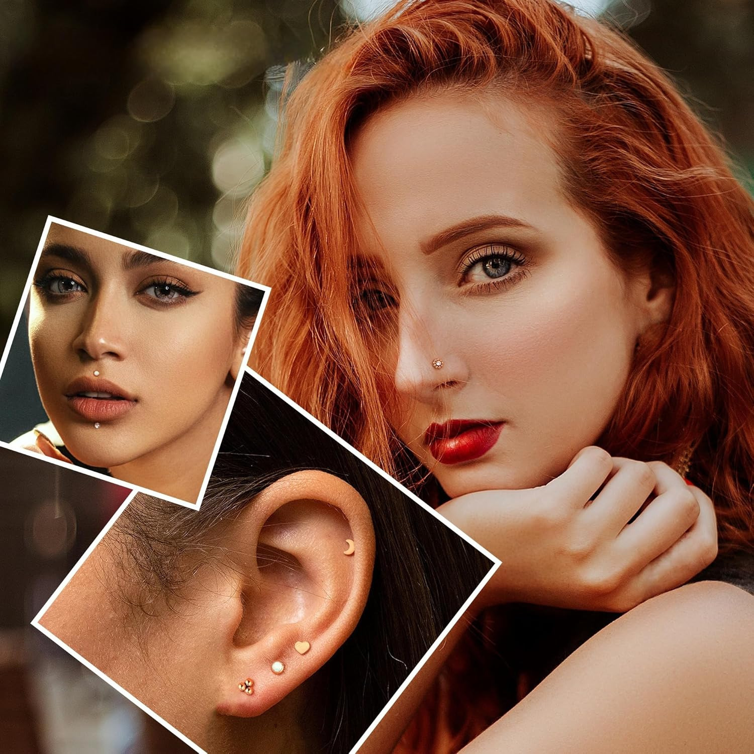 2d flat a set g23 titanium labret piercing jewelry inlaid Temu