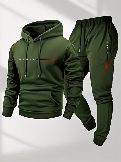 2pcs mens letter print hoodie and sweatpants set casual streetwear tracksuit outfit for daily wear fashion pullover hooded top with drawstring jogger pants comfortable sportswear for men