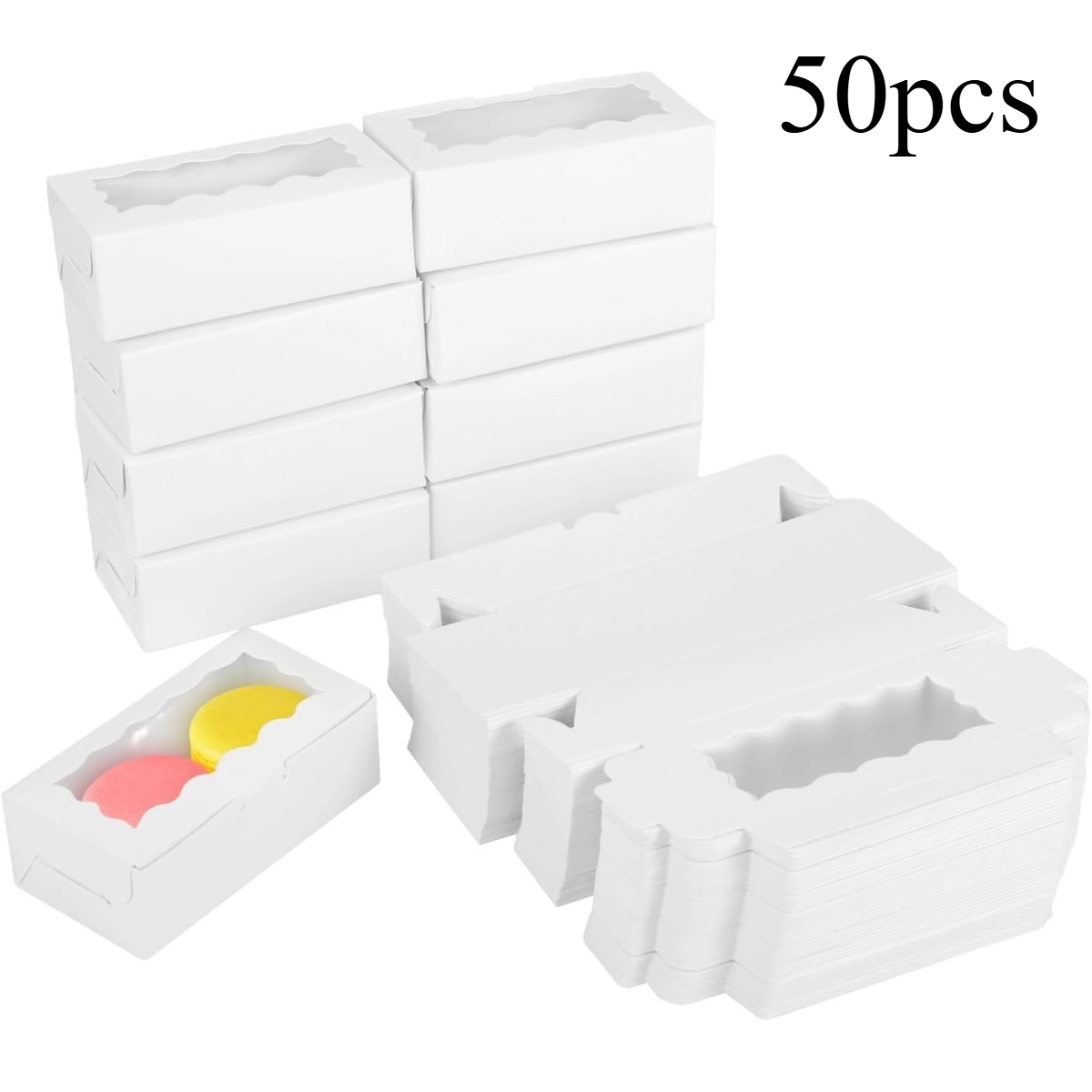 TEMU 50pcs Boîte Fenêtrée Blanche, Petit Boîtier à Gâteaux, Idéal pour , Fêtes, Chocolats , Pâtisseries, Petites Boîtes Cadeaux Dessert