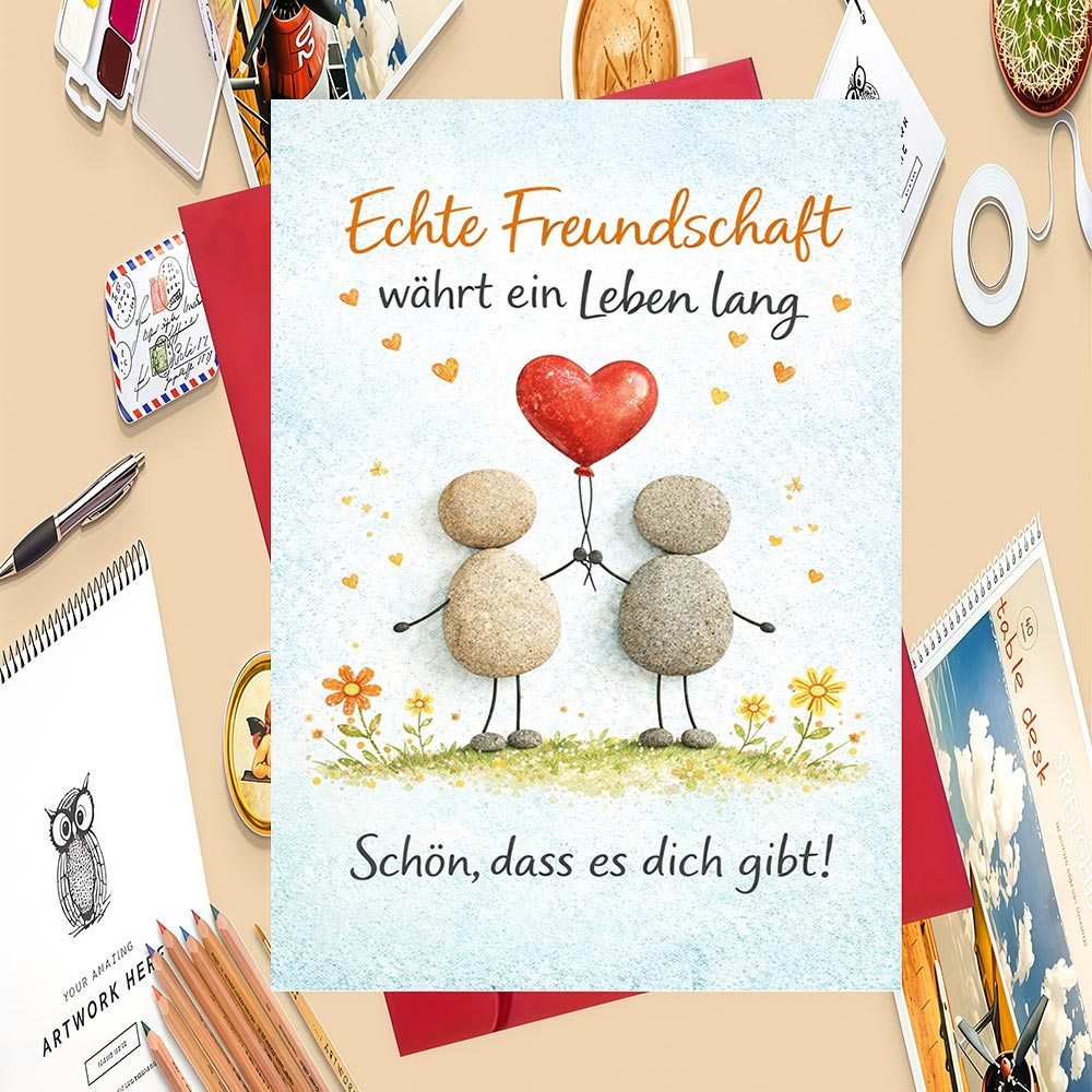 1pc Greeting Card And 1pc Envelope Friendship Greeting Card For To Long-lasting True Friendship