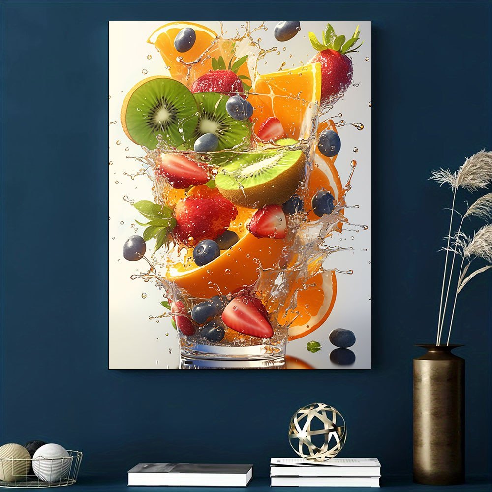 TEMU 2d Flat, 2d Flat Prints, 1pc Unframed 12x16inch Colorful Fruit Canvas Wall Art - Seasonal Indoor Wall Hanging, Ready For Living Room, Bedroom,