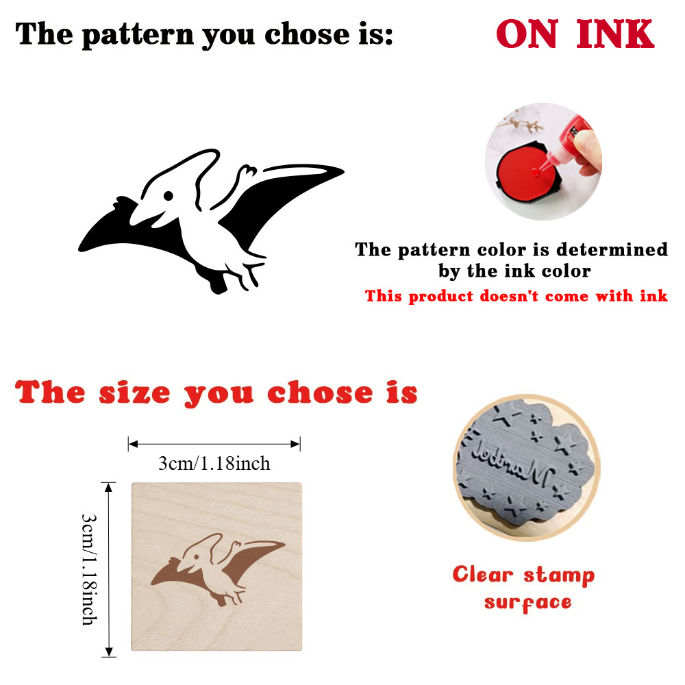 Vintage Pterosaur Wooden Rubber Stamp for Crafts