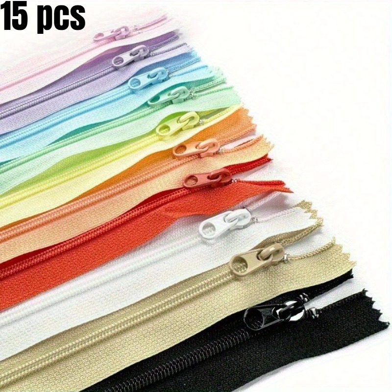 TEMU Lot de 15 fermetures éclair en nylon de couleurs aléatoires, longueur de fermeture de 7,87 pouces, idéal pour les projets impliquant sacs,