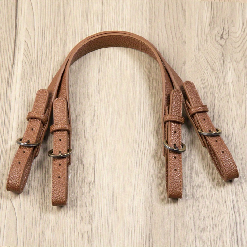 TEMU 2pcs 44.5cm/17.52in Pu Leather Handle With Adjustable And Detachable Bag Strap Wrist Strap Replacement Accessory Shoulder Strap Handle, Diy