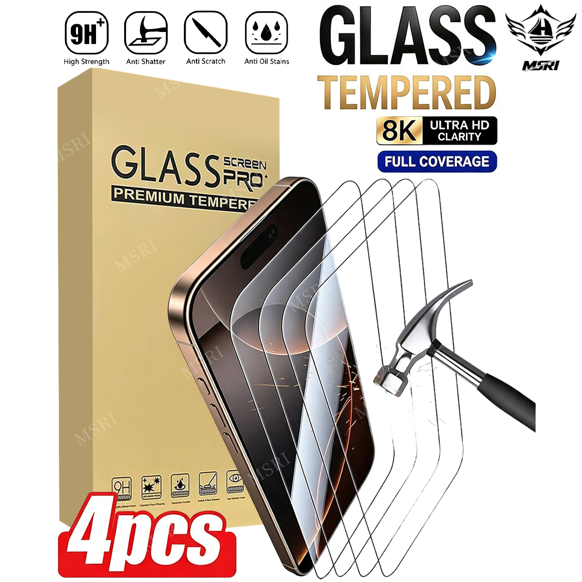 TEMU 4pcs White Hd Anti-scratch Tempered Glass Screen Protector, Suitable For Iphone 17/16/15/14/17 Pro Max/16 Pro Max/18 Ultra/18 Pro Max/18 Pro And