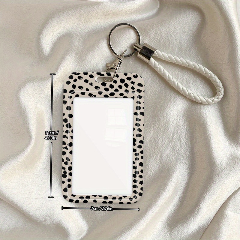 TEMU 2D para tarjetas con diseño de manchas de leopardo, que una cubierta deslizante práctica y duradera, equipada con un cordón anti-pérdida, ideal