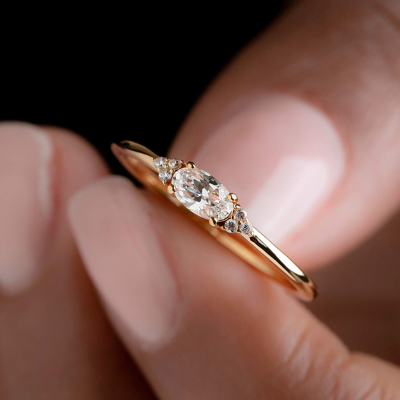 Image of 1pc Of Minimalist And Stylish Golden Plated-plated Ring With Sparkling Synthetic Zirconia, For Girls' Birthdays, Valentine's Day, Or Anniversaries