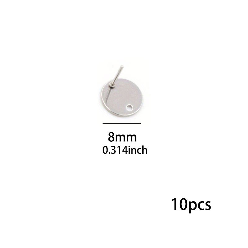 Image of 10pcs Of Stainless Steel Round Earring Stands, Stud Earrings With Holes, Handmade Earring Making Additions