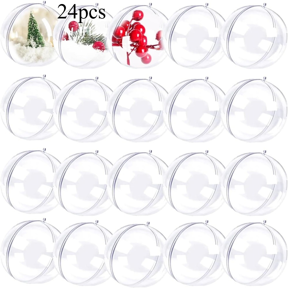 TEMU 24 stuks transparante plastic gewatteerde decoratieve ballen voor bruiloften, taarten, kerstversiering - transparante doe-het-zelf bolschaal met