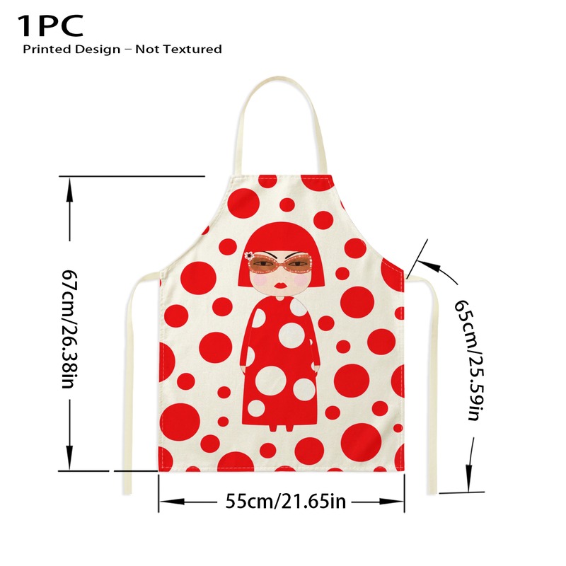 TEMU 1pc Red Polka Dot Fun Apron, Unisex Adult, Polyester Material, Kitchen Chef Apron, Suitable For Cooking, Baking, Gardening