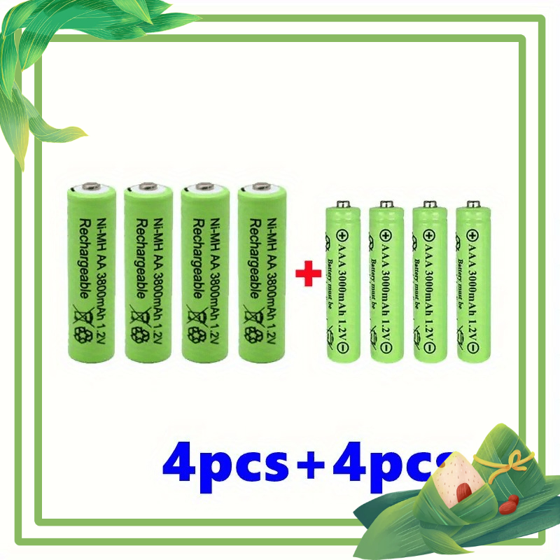 AA in AAA 1.2V polnilne baterije, 3800 mAh in 3000 mAh dolgotrajna alkalna moč za igrače, ure, urejanje vrta, zunanje solarne luči, niz luči