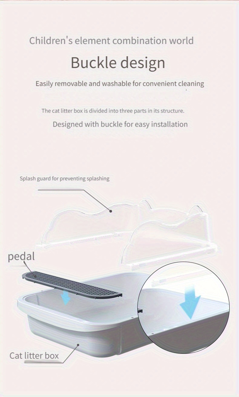 3pcs White Cat Care Suit: Durable ABS Slope Cat Litter Box with Automatic Water Adding Function, Includes Cat Litter Scoop and Double PP Drinking Bowls- Suitable for Cats, Cat Care Essentials| Practical Pet Supplies| Easy-to-clean materials