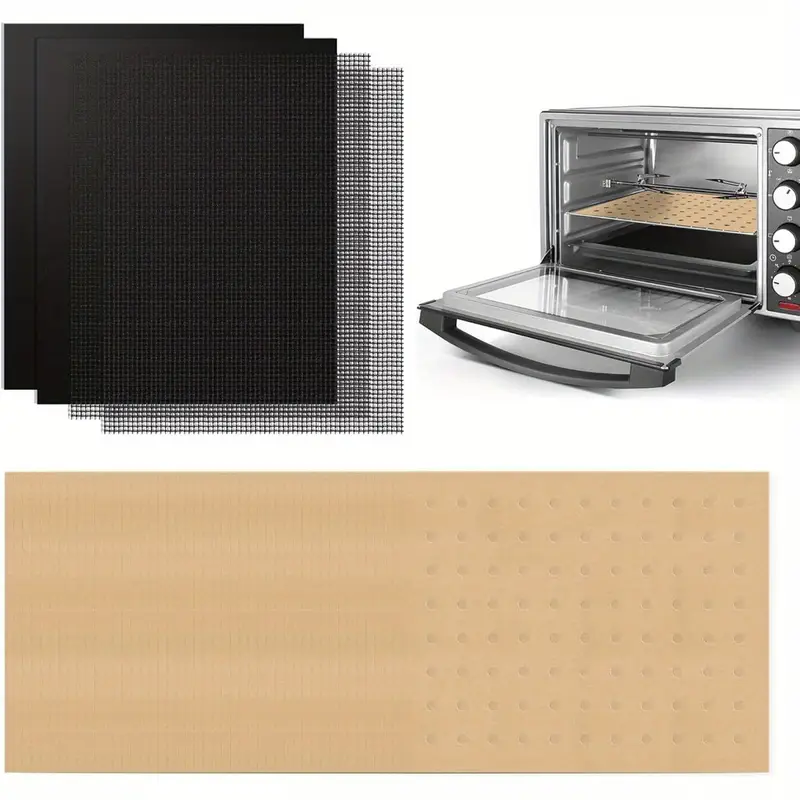 100pcs 11x9 inch disposable parchment paper with 2pcs reusable toast oven liners & grill mats set - , precut air fryer liners for oven & grill, baking, frying, and grilling, kitchen essentials|reusable liners|nonstick surface, oven liners for baking Product details 5