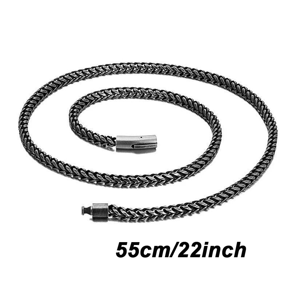 TEMU Heavy-duty 6mm Black 316l Stainless Steel Necklace - Chunky Cuban Chain With Interlocking , Hypoallergenic Suitable For Birthdays, Valentine's