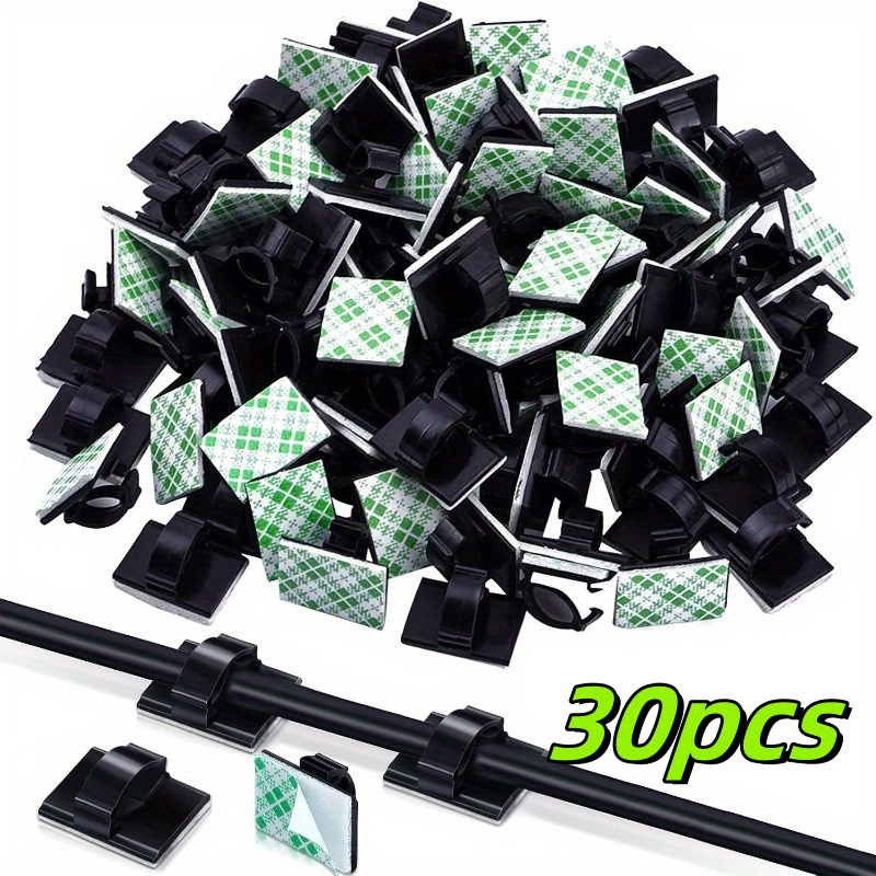 TEMU 30/50pcs-adhesive Cable Clamps - Durable Plastic Cable Clamps For Cable Management, Perfect For Home, Office, Car, Desk And Wall Organization,