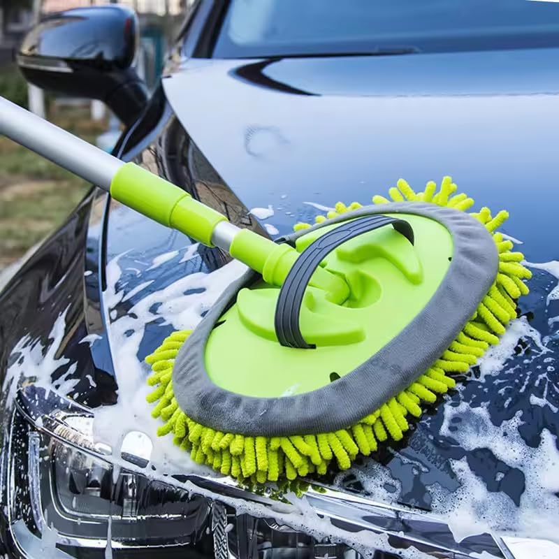 TEMU Car Wash Brush With Long Handle, Extendable Telescopic Pole Car Cleaning Brush, Soft Bristle Auto Detailing Tool For Cars, Suvs, Trucks