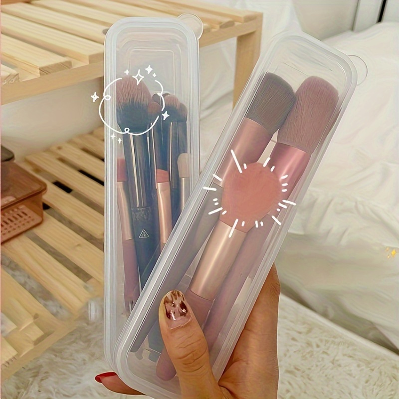 1pc Portable Makeup Brush Storage Case With Lid - Dustproof Travel Case, Suitable For Eyeshadow, Eyebrow Pencils, And Makeup Tools, Makeup Brush Holder