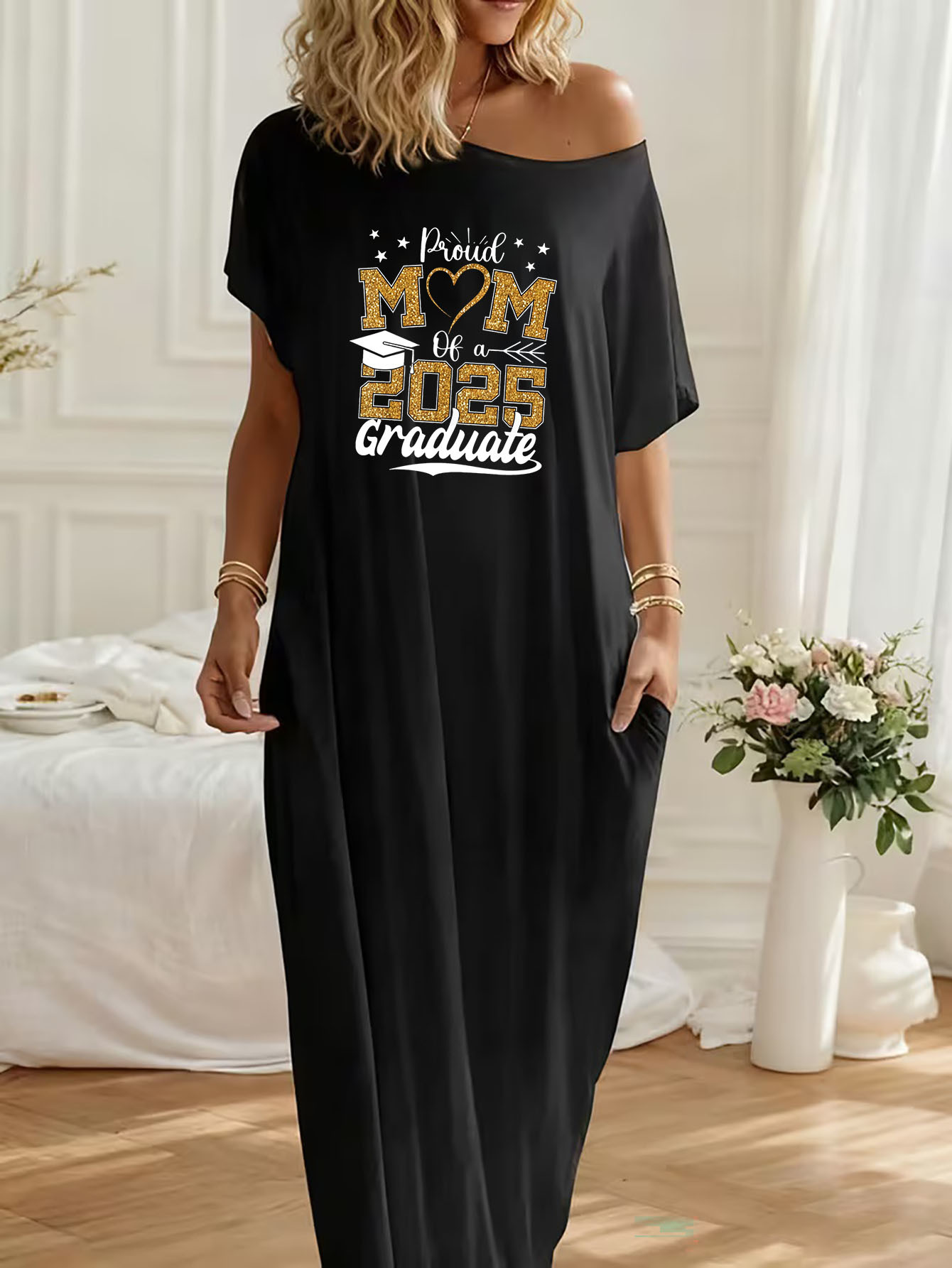 black graduation dress for mom sold on Temu United States a pretty floral or Stock_MD_W_4 Mock Neck Beaded Cuffs Colour:Purple