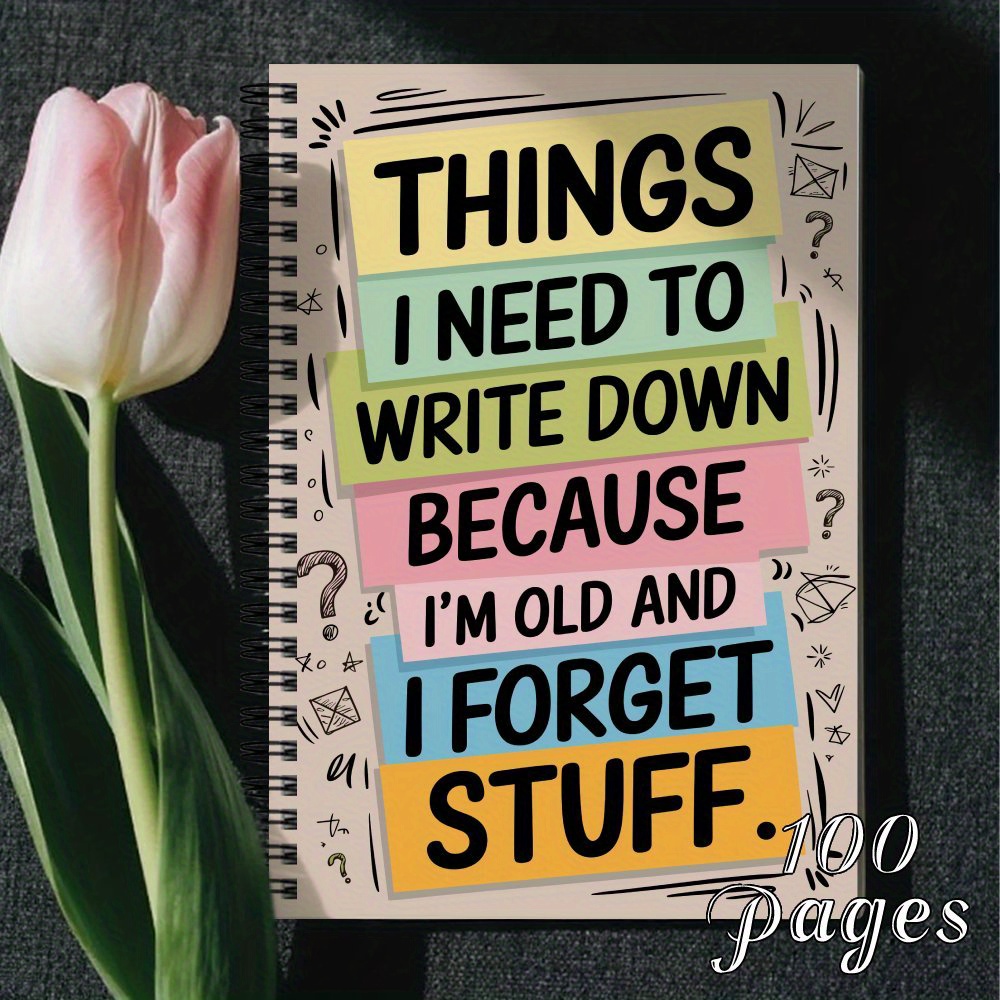 TEMU A Spiral Notebook - "notes I Must Since I To Due To Age" - In Pink - A Spiral Diary Suitable For Seniors, Workplaces, Educational Institutions