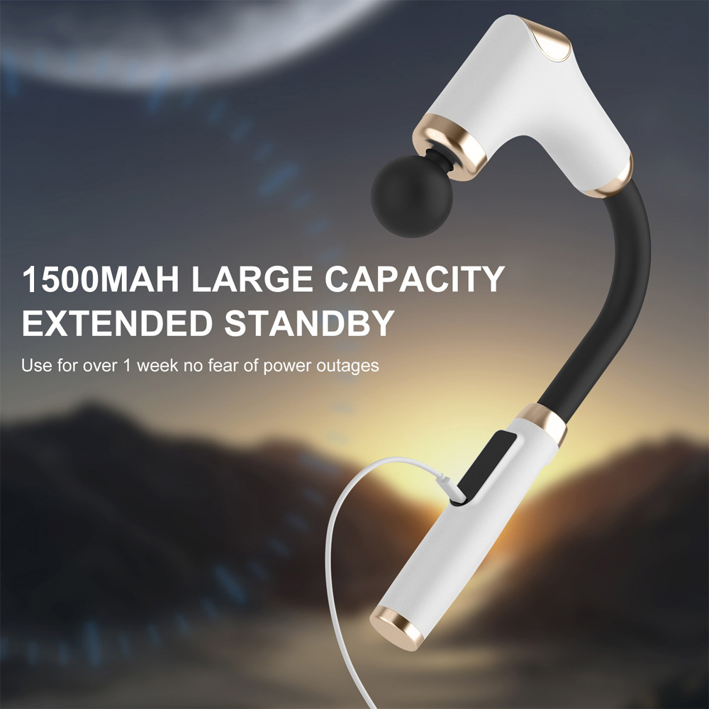 Massage Gun Deep Tissue with Extended Handle, Handheld Electric Back Muscle Massager for, Quiet Percussion Massage Gun with LED Screen & 4 Massage Heads, 3 Modes & 6 Speed Levels