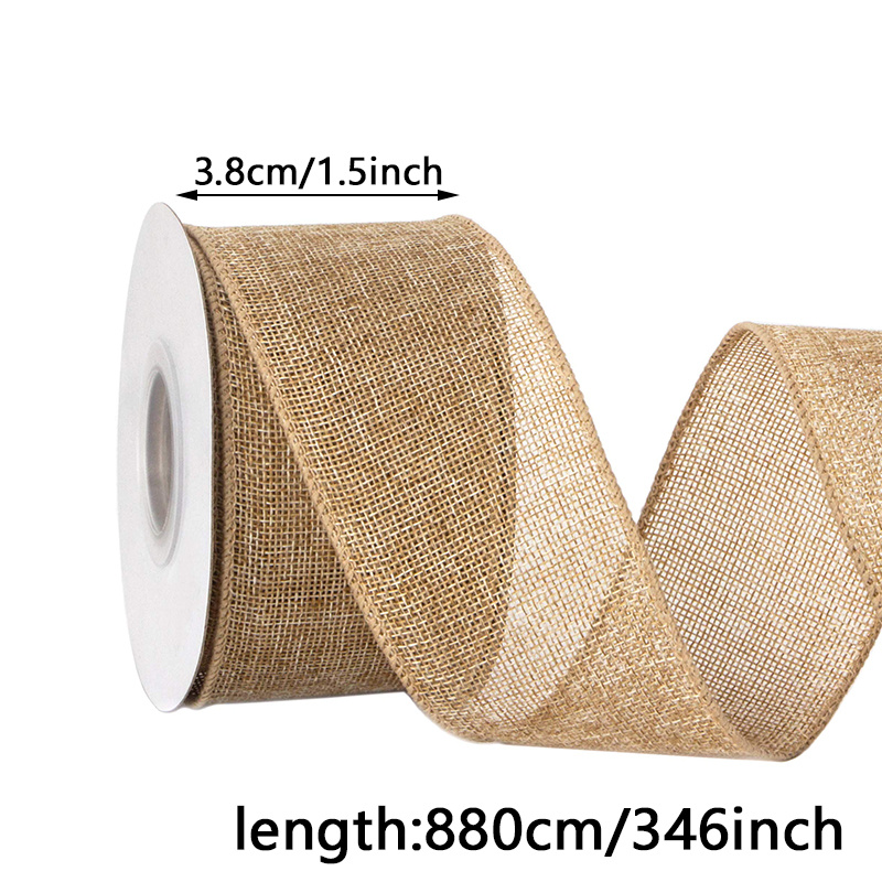 TEMU Burlap Wired Ribbon, Ribbon, For Large Bows, Wreaths, Tree Decorations, Outdoor Decor