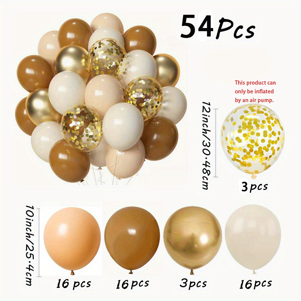Image of 54pcs Blush Neutral Balloons, Brown Sand White And Golden Balloons For Birthday Shower Engagement Wedding Anniversary Graduate Party Decorations Bridal Shower For Christmas, Halloween