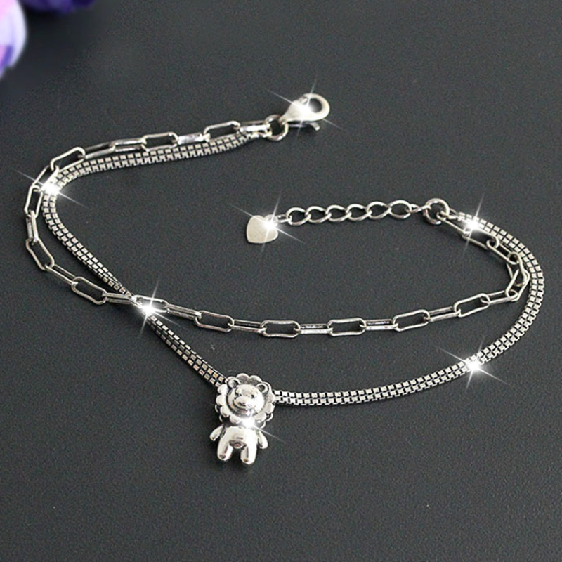 Women's Retro Individual Little Lion Design Double Layer Bracelet