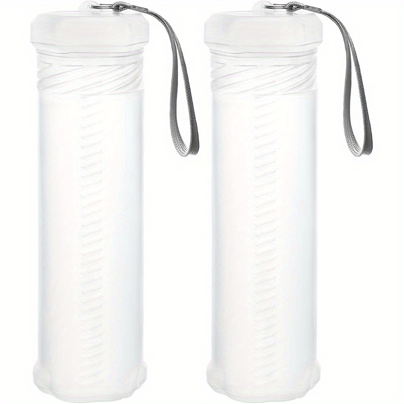 Image of 2pcs Expandable Artist Storage Tubes - Durable Plastic With Adjustable Length, Semi-transparent With Carrying Strap, Suitable For Brushes, Pens, And Watercolor Supplies To Prevent Brush Damage